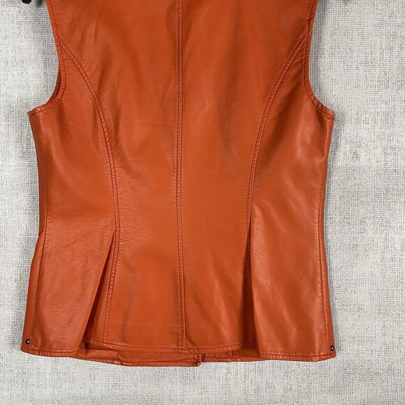 V Cristina Vest Women’s Size Medium Orange Studded Sleeveless Faux Leather NWT - Picture 10 of 14